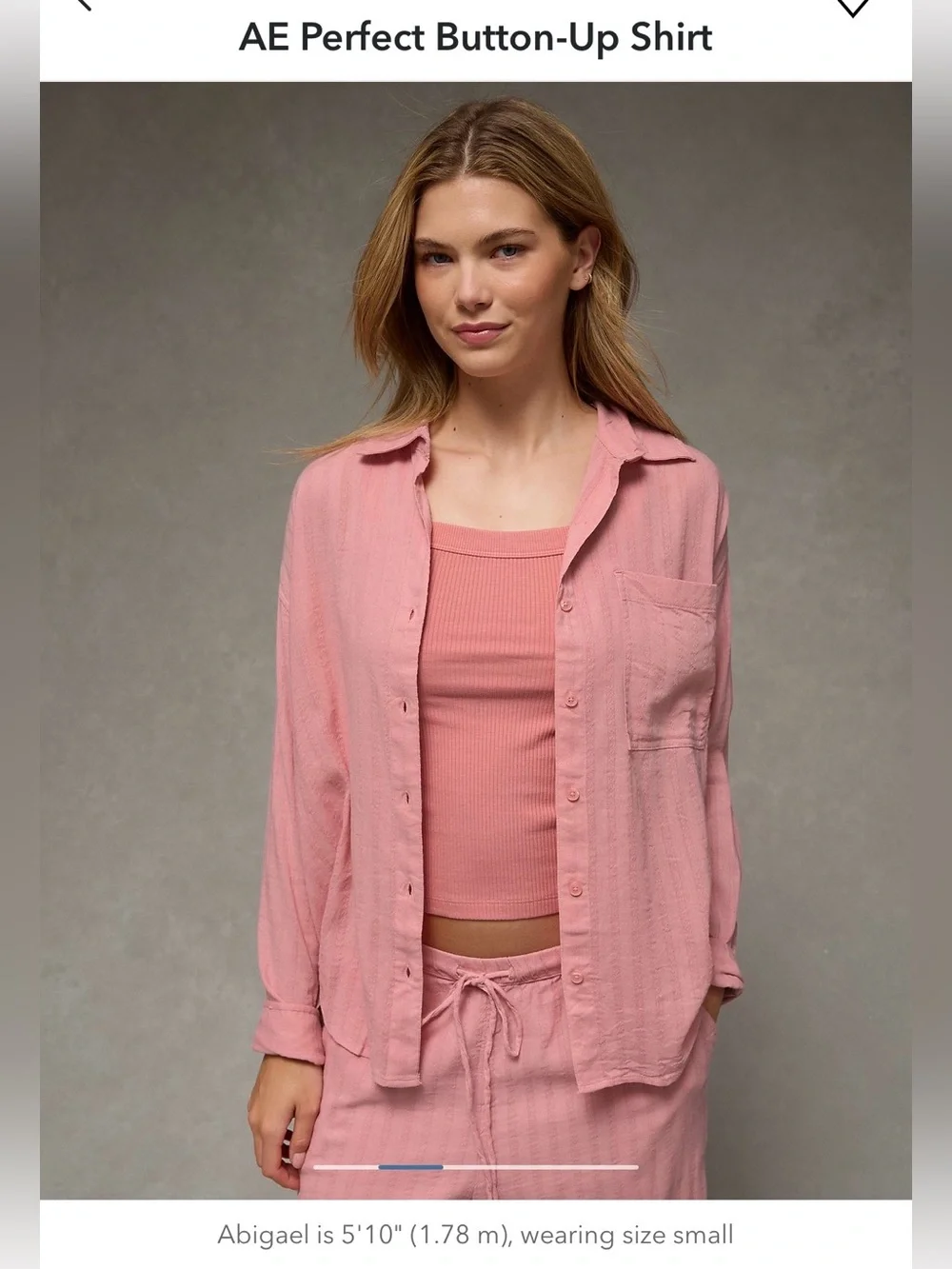 American Eagle Outfitters Women’s Casual Button-Down Shirt in Dusty Pink